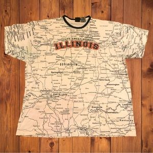 State of Mine AOP All Over Print Vintage Illinois Map Shirt  Indiana Chicago